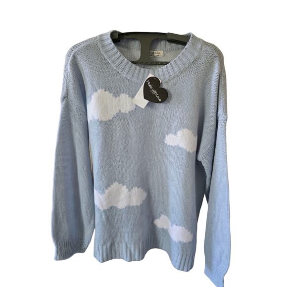 Made With Love Blue Clouds Pullover Sweater Size 1X NWT Desc* - Picture 3 of 6
